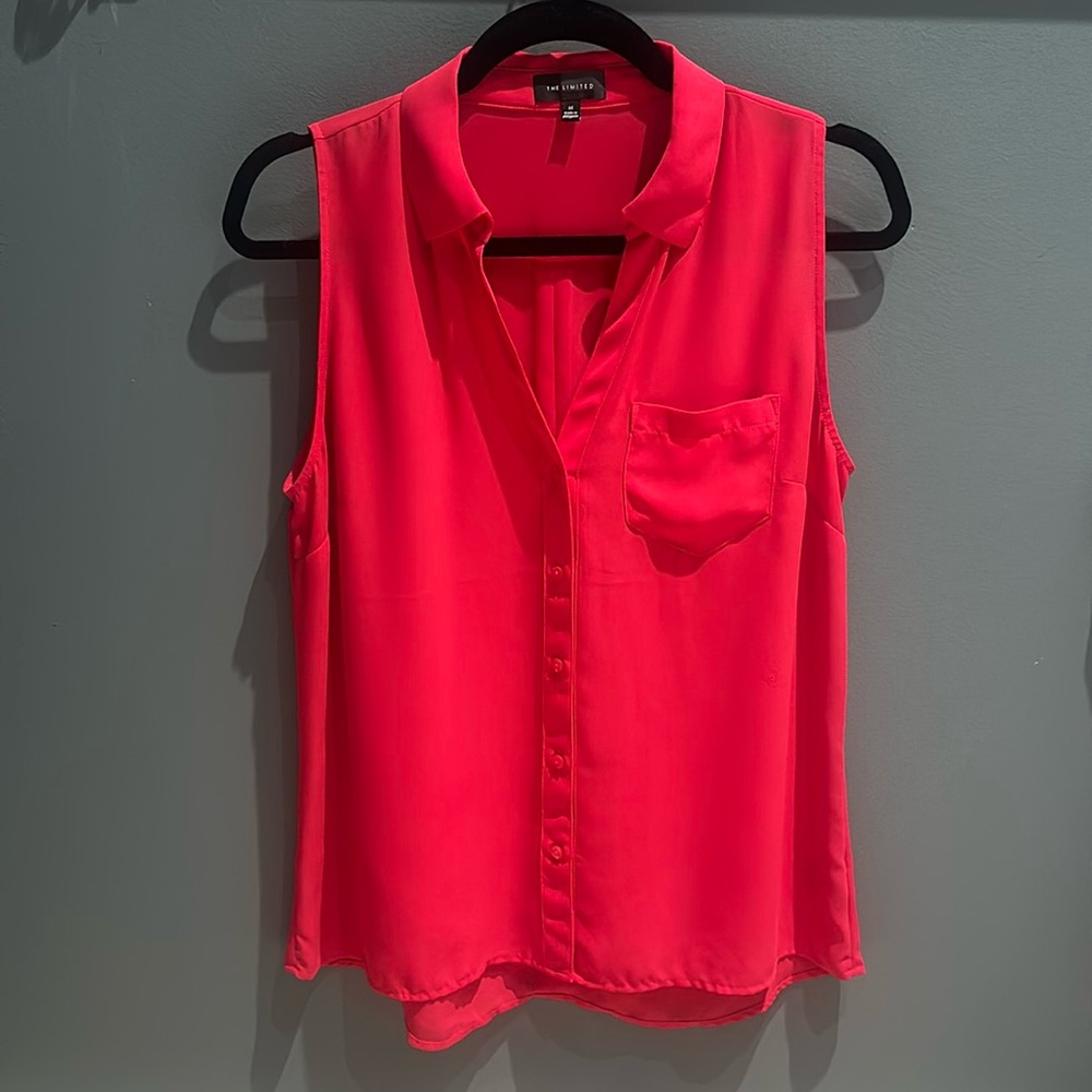 THE LIMITED Button Up Sleeveless Pink Blouse - Medium